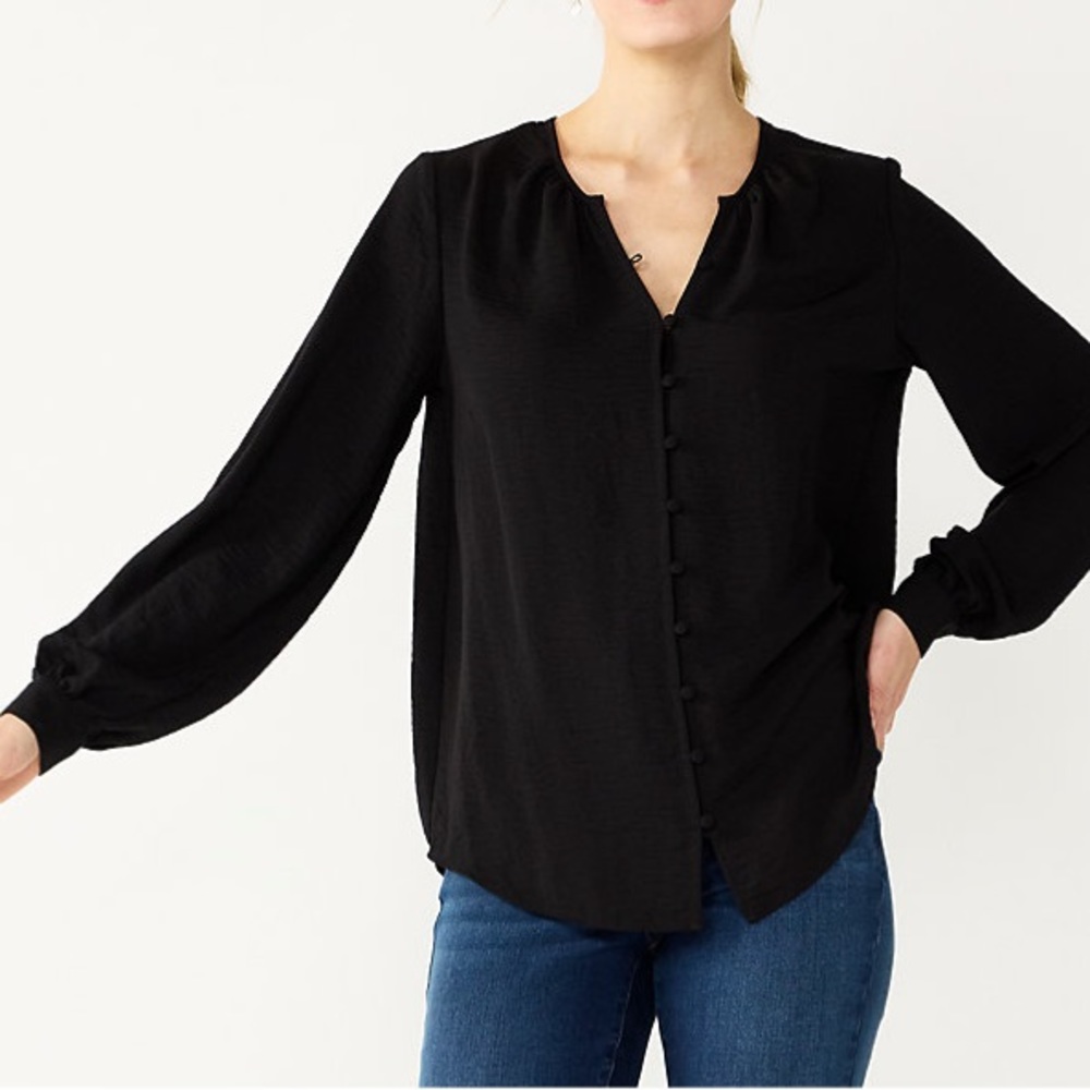 Women's Nine West Button Front
Balloon Sleeve Tunic
